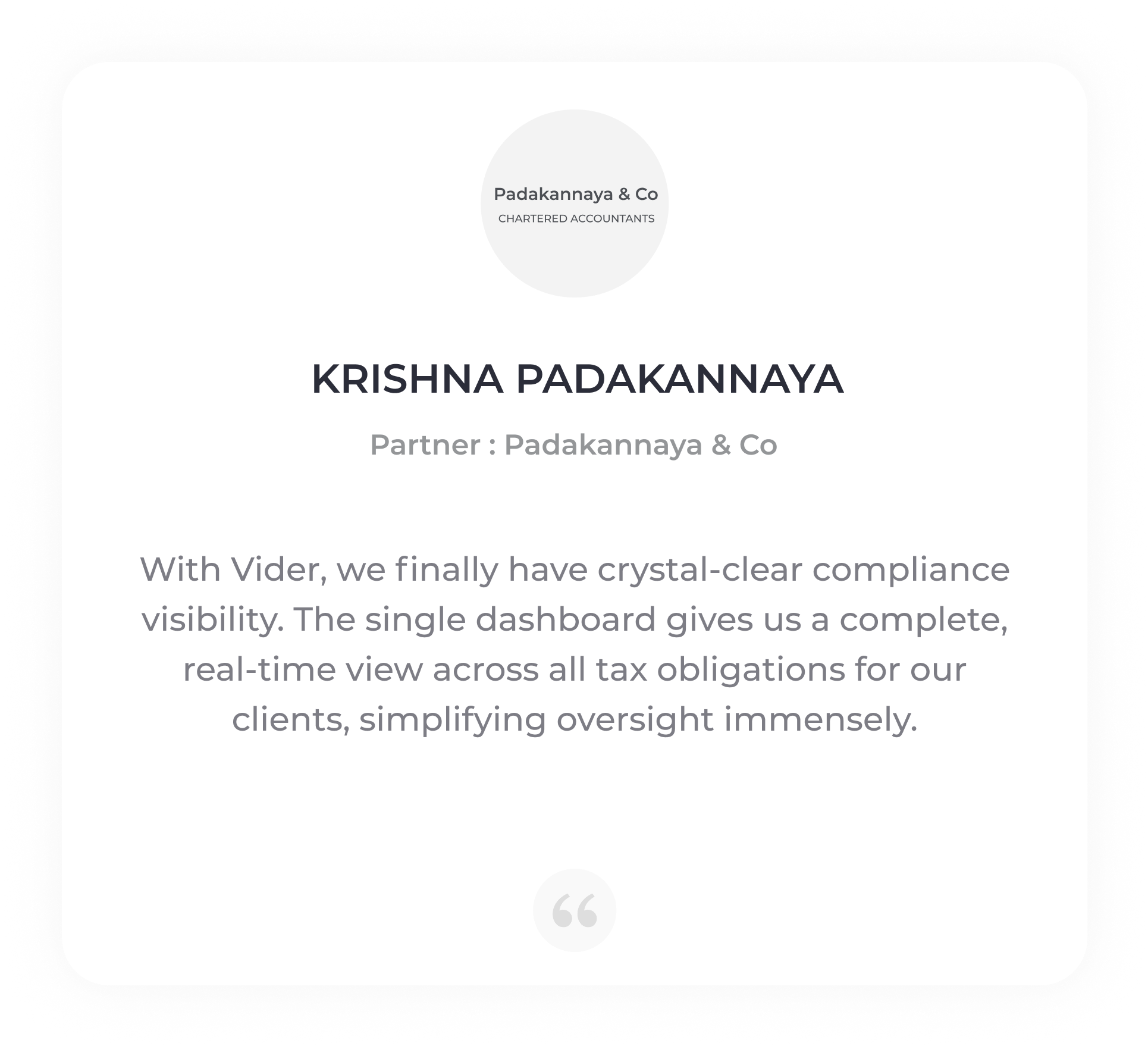 Padakannaya & Co Testimonial